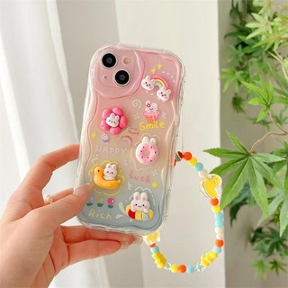 Gradient Rainbow 3D Vịt Thỏ Dây Xích Dành Cho Infinix Hot 50 50i 40 40i 30i Smart 10 Plus 9 8 7 Tecno Spark Go 20 20C 10 Pro 10C 30C 4G Vỏ Điện Thoại TPU