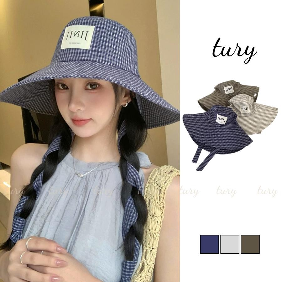 Mũ Tai Bèo Unisex Nam Nữ - Tury - Mũ Bucket rộng vành sọc caro nhỏ - NV080