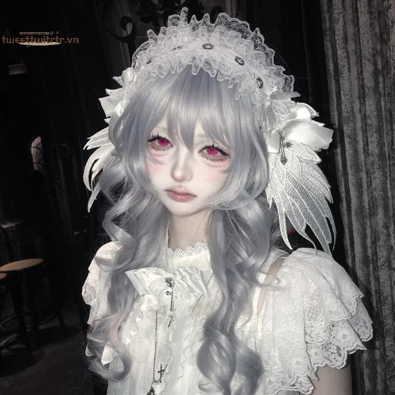 Mũ Cosplay Gothic Sweet & Cute với Bông Tai Kẹp và Cánh Thiên Thần Ren - Phụ Kiện Tóc Cho Cô Gái