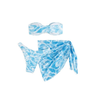 Đồ Bơi 2026 Châu Âu Mỹ Vàng Phụ Kiện Bikini Ba Mảnh Gợi Cảm In Ống Top Đồ Bơi Nữ
