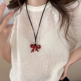Ankola Nơ Đỏ Trái Tim Mặt Dây Chuyền Thời Trang Nữ Tính, Ngọt Ngào - Phụ Kiện Thời Trang Hàng Ngày