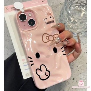 Ốp Lưng Cho IPhone 7Plus 17 15 16 13 11 14 12 Pro Max 16 15 8 Plus XS XR X MAX Hoạt Hình Đơn Giản Ngọt Ngào Hello Kitty Sóng Bóng Ruffle Vỏ Nước