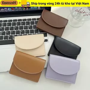 Ví đựng tiền xu ESSENCEH, Ví nữ dung tích lớn di động, Túi đựng tiền bằng da PU nhỏ màu Dopamine dành cho nữ