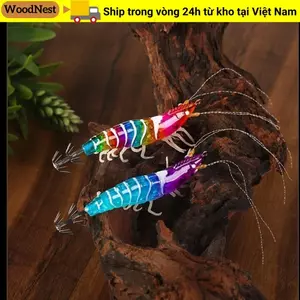Jig mực WOODNEST, Mồi chìm chậm chân Web dạ quang, Tôm ngang 105mm 11g / 80mm 7g Gỗ Tôm Bạch tuộc Mồi câu cá bạch tuộc