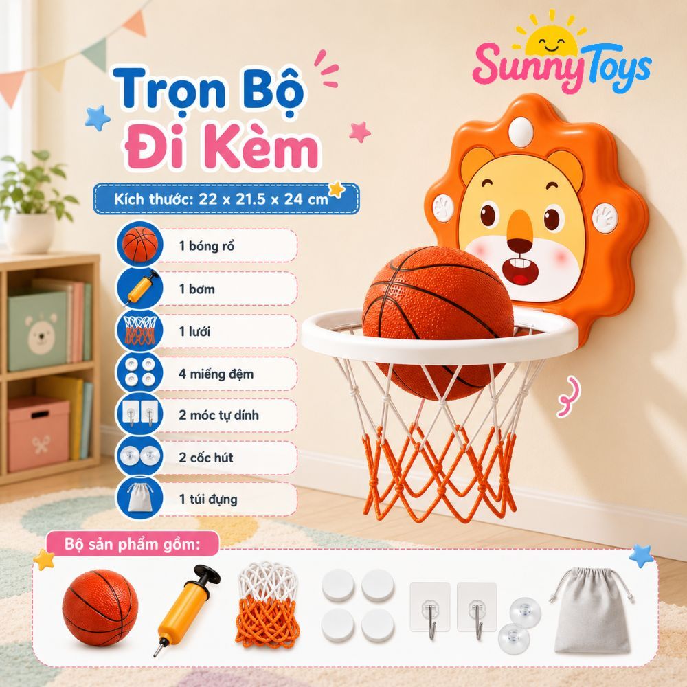 Đồ Chơi Bóng Rổ Tính Điểm SunnyToys - Bé Ném Bóng Vui Nhộn, Vận Động Ngay Tại Nhà