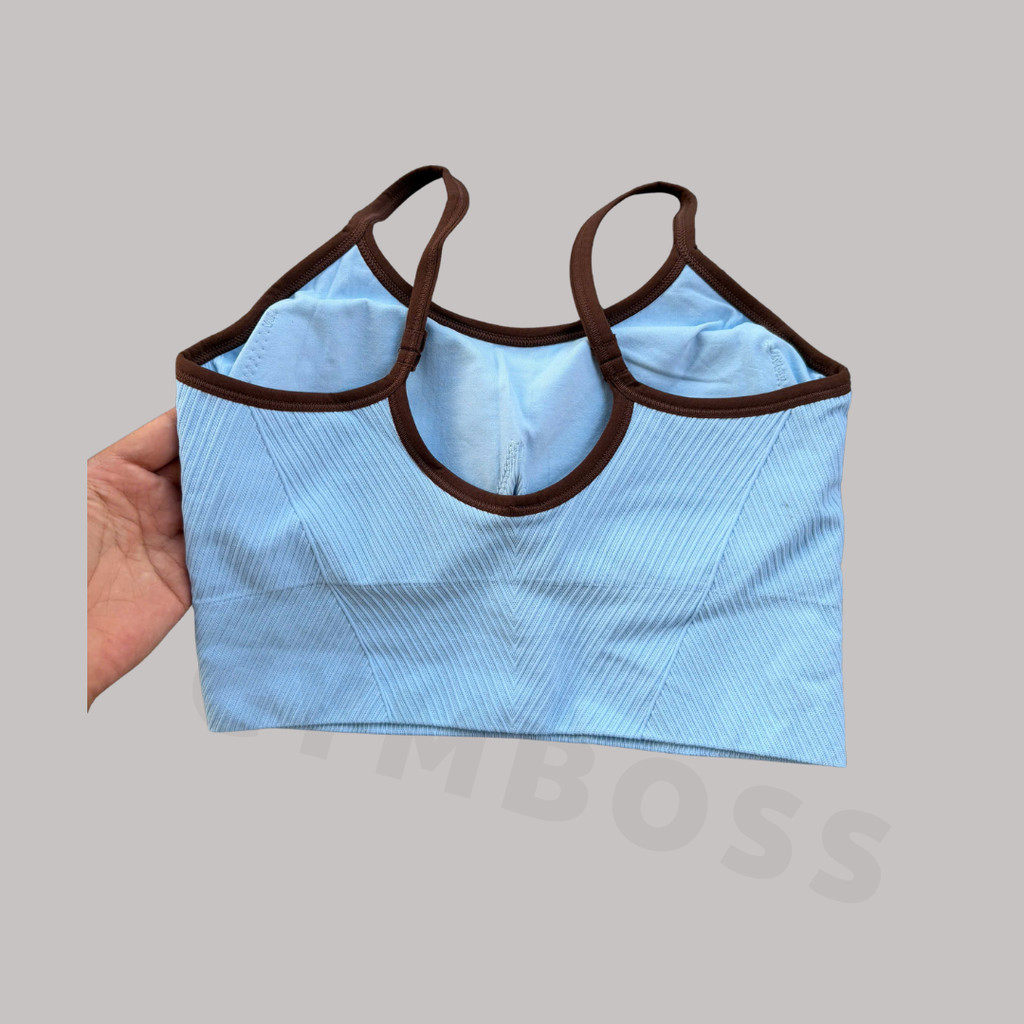 Áo bra tâp gym,yoga,Chất dệt kim 10% elast dày dặn tôn form,lưng kín,mút liền GB263