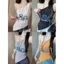 Áo Vest đeo chéo in chữ Hot Girl của Mỹ dành cho nữ có miếng đệm ngực Mặt sau đẹp xếp ly eo hẹp không đều Áo quây