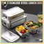 Hộp cơm trưa bằng thép không gỉ B & N 304 Hộp Bento Hộp đựng thực phẩm bằng kim loại có khóa ngậm Thích hợp cho công việc và trường học.