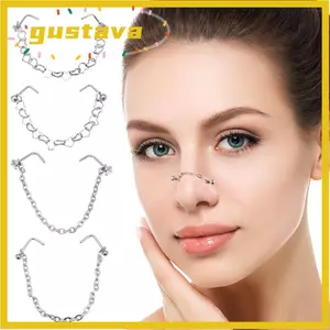 GUSTAVA Nhẫn Mũi Giả Thép Không Gỉ Cơ Thể Trang Sức Không Xuyên Không Xuyên Không Xuyên Mũi Mũi Dây Xích