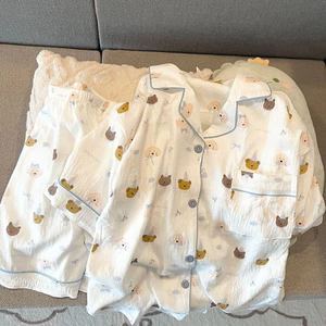 Bộ Đồ Ngủ Cotton Yunduo Mẫu Mới Năm 2025 Cho Nữ Mùa Hè Ngắn Tay Ngọt Ngào Dễ Thương Bộ Đồ Thoải Mái Cho Học Sinh