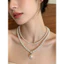 Mặt dây chuyền ngọc trai kim cương lấp lánh tinh tế và dễ thương Vòng cổ xếp chồng hai lớp