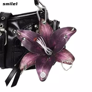 Móc khóa hoa mô phỏng SMILE, Móc khóa hoa lan và đâm thủng thủ công đầy màu sắc, Ba lô thời trang Trang trí mô phỏng Ba lô hoa treo trang trí