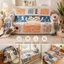 Thảm dã ngoại họa tiết mèo may mắn, khăn trải ghế sofa, thảm cắm trại, thảm bãi biển, thảm chụp ảnh, dễ gấp gọn