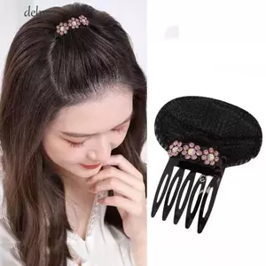 DELMER Puff Hair Head Cushion, Miếng bọt biển vô hình DIY Dụng cụ tạo kiểu tóc, Kẹp tóc lấp lánh Phụ kiện tóc bện Bun Bump It Up Volume Hair Base Girl