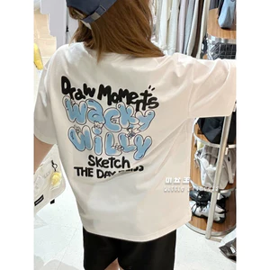 Áo thun ngắn tay Wacky willy lưng in graffiti nam nữ Áo thun cổ tròn Cotton cao cấp 100% 0617