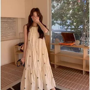 Kích thước lớn Phong cách ngày lễ Áo Vest không tay in hình Váy dài Fat Sister Loose Slimer Look Dress