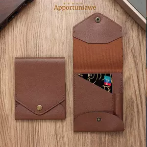 Ví nhỏ gọn đa chức năng IAPPORTUNIA, Khe cắm bút tích hợp Ví mỏng tối giản bằng da PU thủ công, Ví bỏ túi phía trước chống nước Du lịch