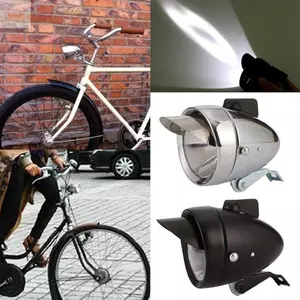 Đèn xe đạp AWNGD, Đèn LED xe đạp chạy bằng pin bằng kim loại, Thép Chrome cổ điển Dễ dàng lắp đặt Đèn pha xe đạp Chiếu sáng an toàn