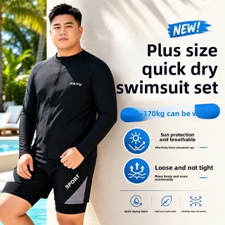 2 CHIẾC Plus Size Nam Chống Nắng Dây Kéo Bơi Top Thể Thao Dài Tay Bơi Bộ