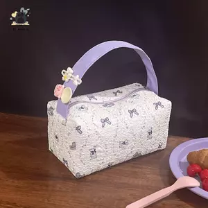 Ngọt Ngào Dễ Thương Bong Bóng Tím Nơ Thỏ Cầm Tay Túi Đựng Mỹ Phẩm Dung Tích Lớn Du Lịch Di Động Túi Bảo Quản Nữ Túi Trang Điểm Quà Tặng Mới