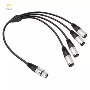 PPY 3Pin XLR Nữ Đến Bốn Nam Cáp Phân Phối Âm Thanh 0 6M Cho Micro Máy Trộn Khuếch Đại