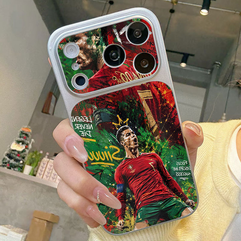 Ốp lưng iPhone Họa tiết da mạ phong cách Bồ Đào Nha số 7 hoa văn Ronaldo iPhone 17 16 15 14 13 12 11 Pro Max Plus Max