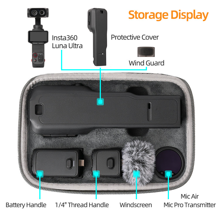 Tương thích với Túi lưu trữ bộ tất cả trong một Insta360 Luna Ultra, Túi thân máy ảnh, Hộp bảo vệ phụ kiện máy ảnh Luna Ultra, Túi di động