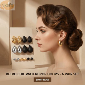 NKSFX 6 Đôi Bông Tai Thả, Bông Tai Giọt Nước Chunky Sang Trọng Chunky Giọt Nước, Vintage Matte Bead Bóng Giọt Nước Vòng Bông Tai Nữ Cô Gái
