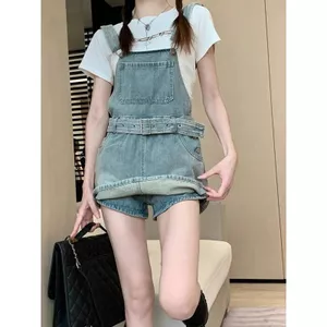 Thiết kế Sense Retro Denim Váy dây đeo mùa hè Phong cách Hàn Quốc Thời trang Niche Slimer Look Váy ngắn
