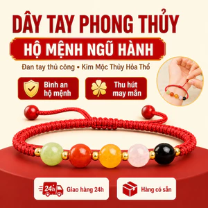 🔥【Lễ tấn phong bậc thầy】Dây ngọc thiêng tay đan thủ công |Dây đỏ đôi bản mệnh Kim Mộc Thủy Hỏa Thổ |dây tay phong thủy