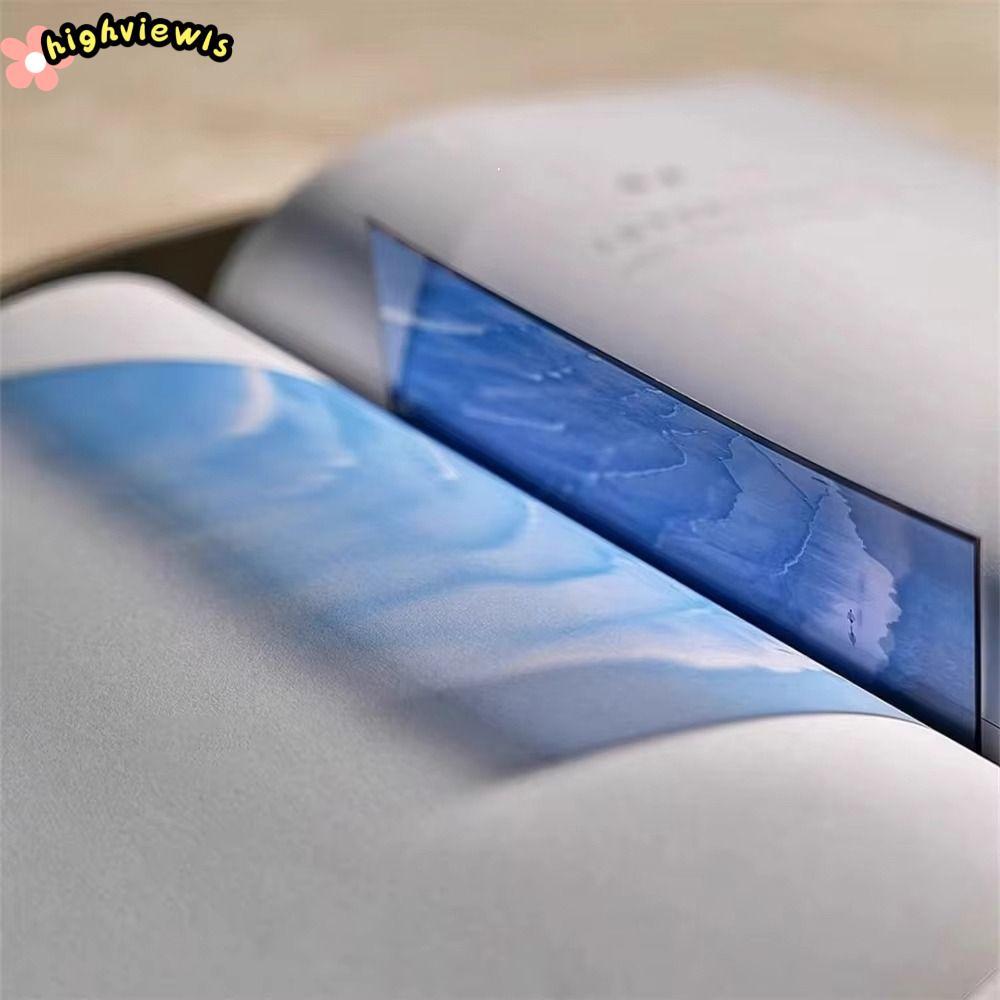 HIGHVIEWLS Dấu trang đại dương, Kẹp trang sách chủ đề đại dương trong suốt bằng acrylic, Sóng sáng tạo Thuyền buồm Nghệ thuật mặt trời mọc Phim phong cảnh đại dương thẩm mỹ Phụ kiện sách đánh dấu trang acrylic
