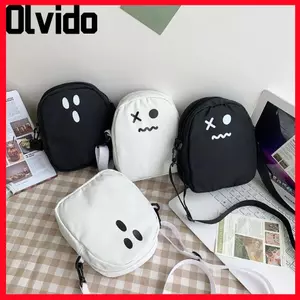 Túi OLVIDO, Túi đeo chéo cỡ nhỏ có khóa kéo, Túi đựng đồ in hình hoạt hình bằng vải thông thường dành cho nữ