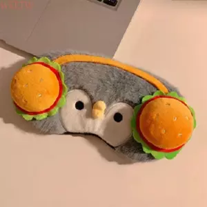 WEETW Furry Penguin Eye Shade, Mặt nạ mắt ngủ hình chim cánh cụt co giãn, Mặc thoải mái Phim hoạt hình Kawaii Mặt nạ mắt sang trọng mềm mại Đồ ngủ tại nhà