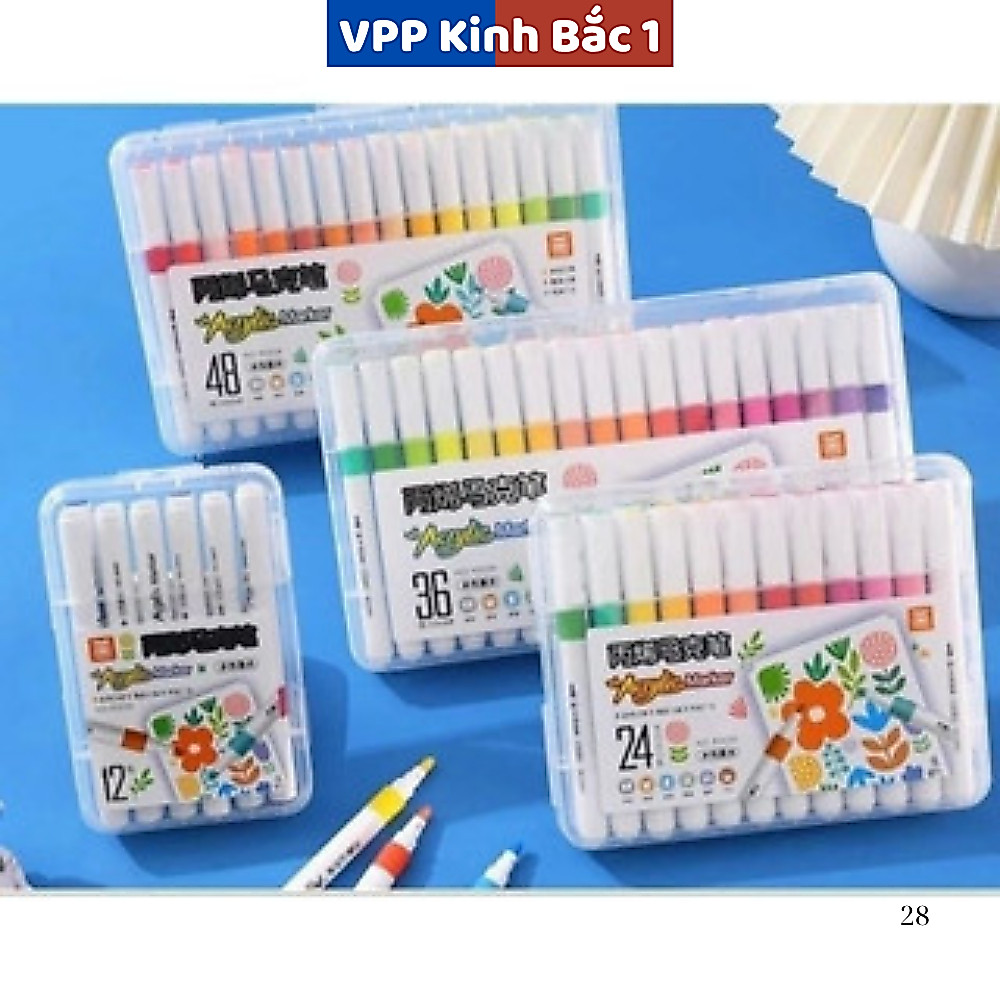 Bút Màu Acrylic Marker 12/24/36/48/60 Màu Cao Cấp Màu Sắc Tươi Sáng