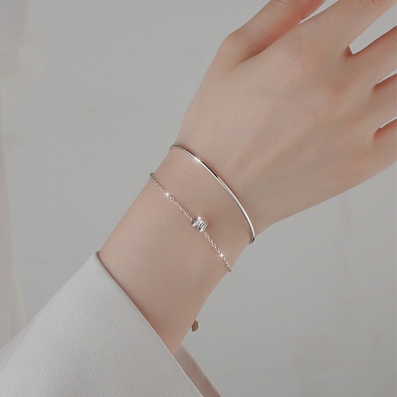 Vòng tay hai lớp cao cấp nhẹ sang trọng bạc s925 dành cho nữ