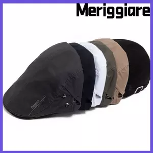 Mũ nồi nam MERIGGIARE, Mũ Cotton có thể điều chỉnh, Mũ che mặt phẳng ngoài trời thêu thoáng khí