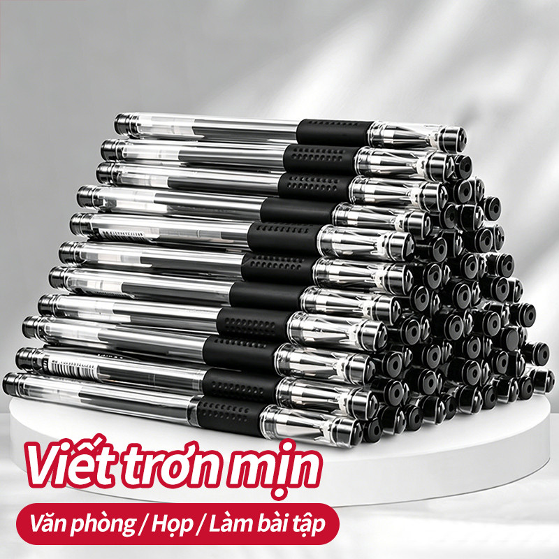 Bút bi không lem viết mượt nước cho học sinh văn phòng bút ngòi 0.5mm mực đen xanh đỏ tiện ích hot