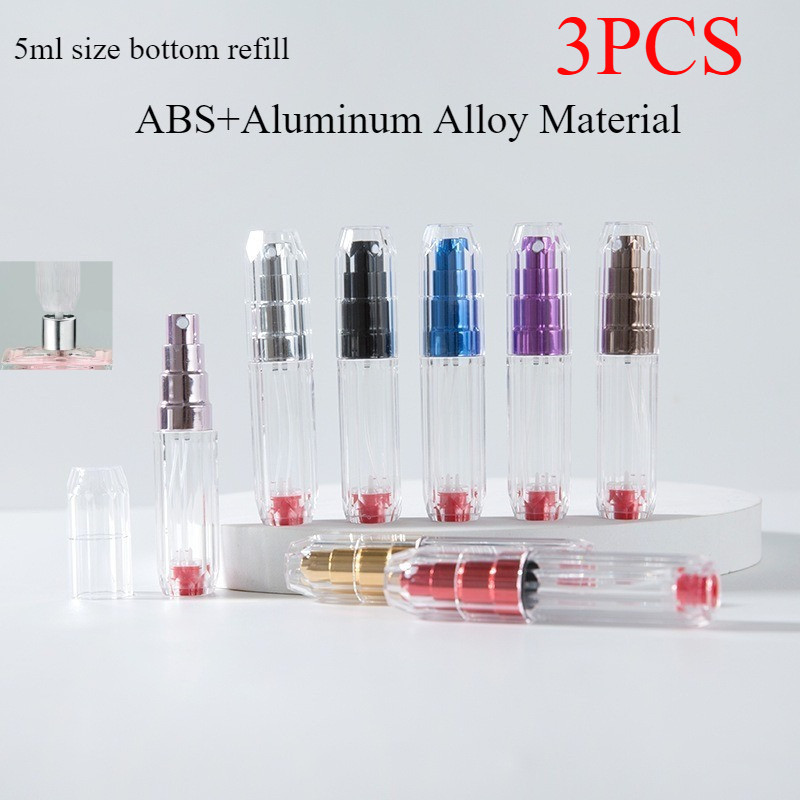 [3 CÁI] Chai xịt nước hoa có thể đổ lại trong suốt bằng nhựa ABS 5ml Đáy rỗng nạp lại mẫu du lịch Mini