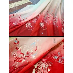 Tunan Koi Sen Thêu Cổ Hanfu Vải Xếp Ly Váy Ngựa Mặt Phong Cách Trung Hoa Mới Phong Cách Trung Hoa Phong Cách Trung Hoa Vải 6.27