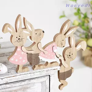 WANYEDI Seesaw Thỏ Trang Trí, Trang Trí Gia Đình Bằng Gỗ Mặt Dây Treo Phục Sinh, Thỏ Phục Sinh Dễ Thương Vẽ Graffiti Thủ Công Đồ Trang Trí Tiệc Phục Sinh Vui Vẻ