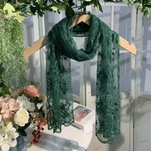 Khăn Ren PYCOU, Khăn Bảo Vệ Cổ Họa Tiết Hoa Retro, Thoáng Khí Thanh Lịch Đa Năng Thêu Khăn Hoa Thường Ngày Mặc
