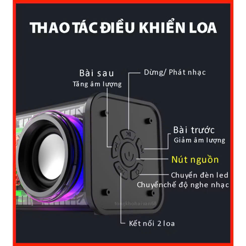 Loa Bluetooth Mini A88 - Âm Bass Mạnh, Đèn LED Nháy Theo Nhạc, Công Suất 10W, Nghe Nhạc Cực Hay