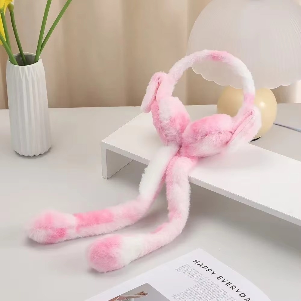 Bịt tai thỏ YMIFI, Bịt tai nhảy di chuyển đầy màu sắc mùa đông ấm áp, Máy sưởi tai sang trọng mềm mại dễ thương dành cho nữ Cô gái