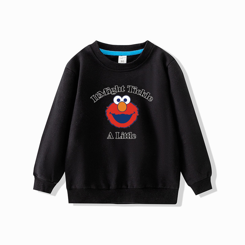 Áo nỉ cổ tròn dài tay 2D hoạt hình Sesame Street cho bé trai bé gái