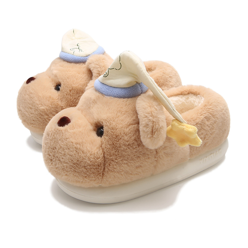 XIXITIAO Dép Cotton Ấm Áp Sang Trọng Gấu Dễ Thương Nữ Sinh Viên Mùa Đông Phong Cách Mới Trong Nhà