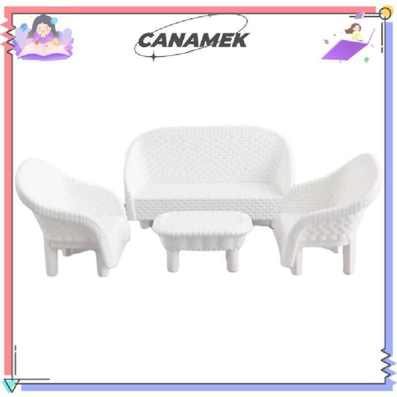 CANAMEK 4 Trắng DIY Nhà Búp Bê Thu Nhỏ Phòng Khách Cổ Sofa Bàn Mô Hình Đồ Chơi Trẻ Em CSF