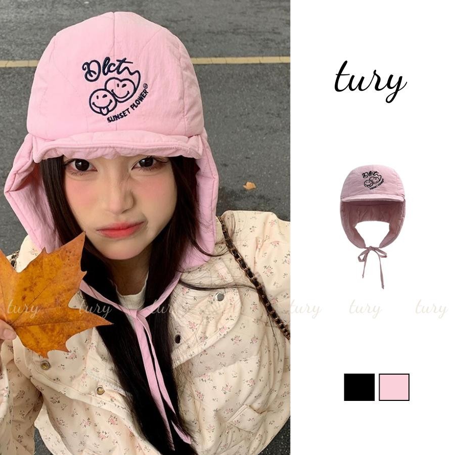 Nón Len Unisex Nam Nữ - Tury -  Mũ Phao Phi Công Hình Mặt Cười "Sunset Flower" - NL098