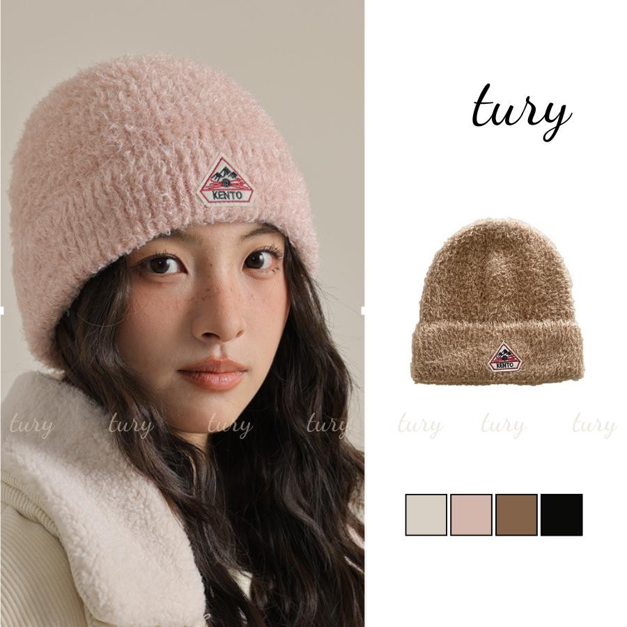 Mũ len Unisex Nam Nữ - Tury - Nón Len Trơn Phối Lông Mịn Thêu Tag - NL078
