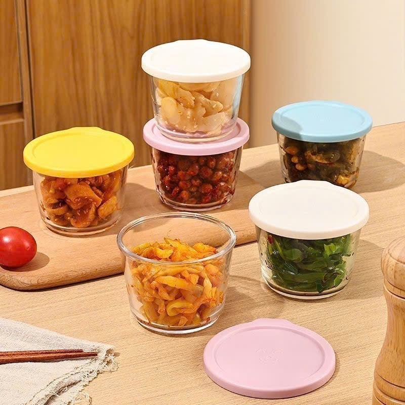 Hũ Thủy Tinh, Lọ, Hộp Thủy Tinh Đựng Thực Phẩm Nắp Ấn Mang Đi, Để Tủ Lạnh Dung Tích 260ml