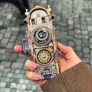 Retro Độc Đáo Praha Vuông Đồng Hồ Thiên Văn Tủ Lạnh Nam Châm Thế Giới Du Lịch Lưu Niệm Bánh Răng Quay Từ Tính Miếng Dán enmdavn